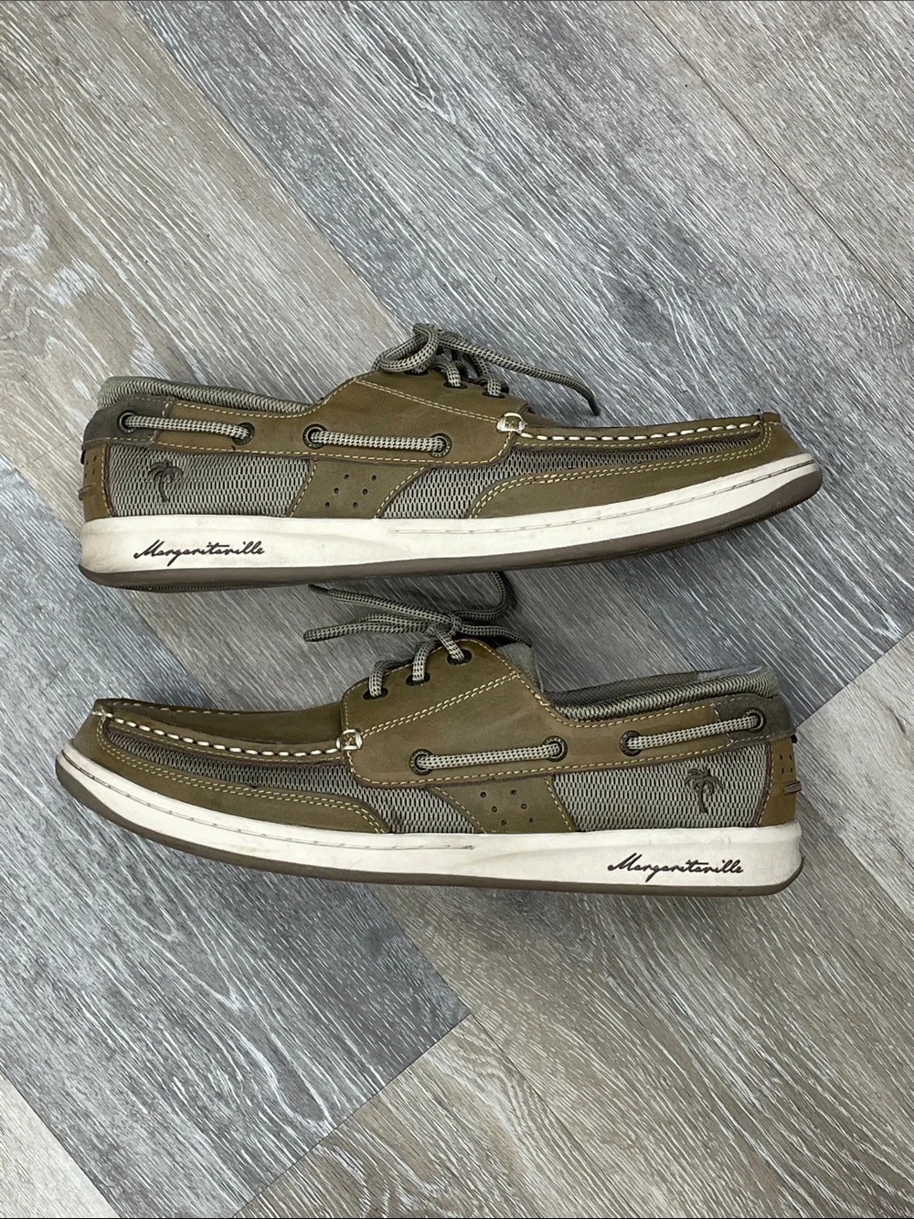 Margaritaville Men’s Leather/Textile Upper Loafers Deck Shoe Sz 12